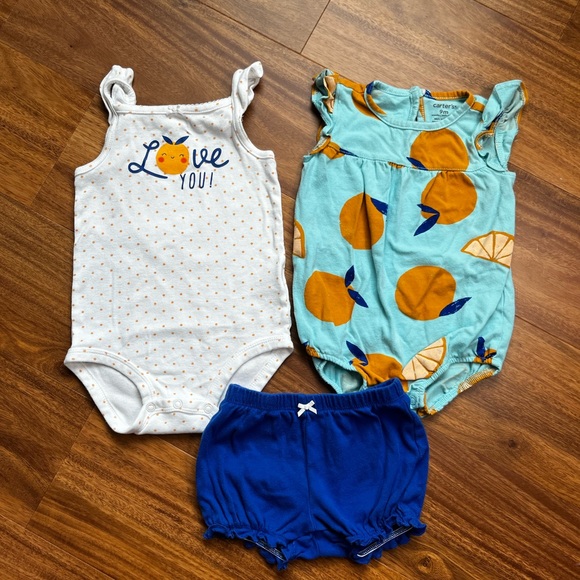 Carter's Other - 3 for $15 🌈 Carter’s 3-piece orange shorts set “Love You”